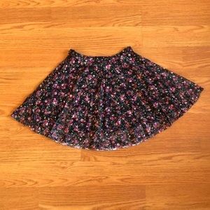 Black Lace Floral Circle Skirt